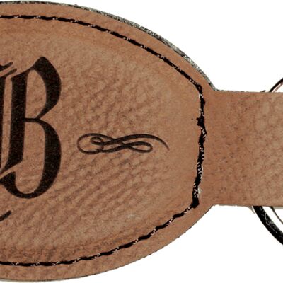 3" x 1 3/4" Laserable Leatherette Oval Keychain Thumbnail